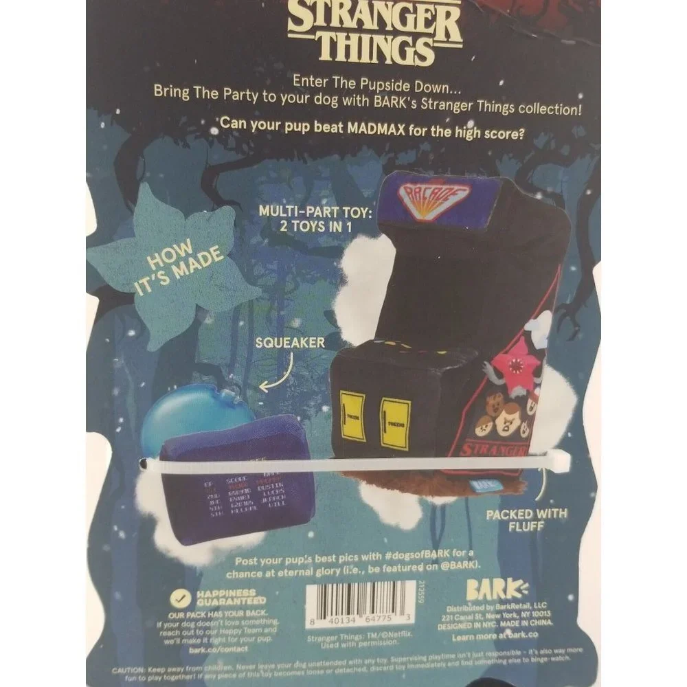 THE PALACE BARKADE Bark Box Dog Plush Toy Netflix Stranger Things XS-M 0-5O LBS